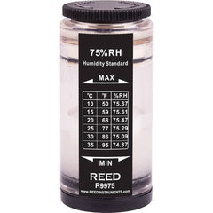 REED Instruments - Thermometer/Hygrometers & Barometers; Type: Humidity Calibration Standard ; Minimum Relative Humidity (%): 75 ; Maximum Relative Humidity (%): 75.67 ; Minimum Temperature (C): 10.00 ; Minimum Temperature (F): 50.000 ; Maximum Temperatu - Exact Tooling