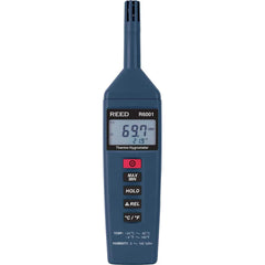REED Instruments - Thermometer/Hygrometers & Barometers; Type: Thermo-Hygrometer ; Minimum Relative Humidity (%): 0 ; Maximum Relative Humidity (%): 100.00 ; Minimum Temperature (C): -20.00 ; Minimum Temperature (F): -4.000 ; Maximum Temperature (C): 60. - Exact Tooling