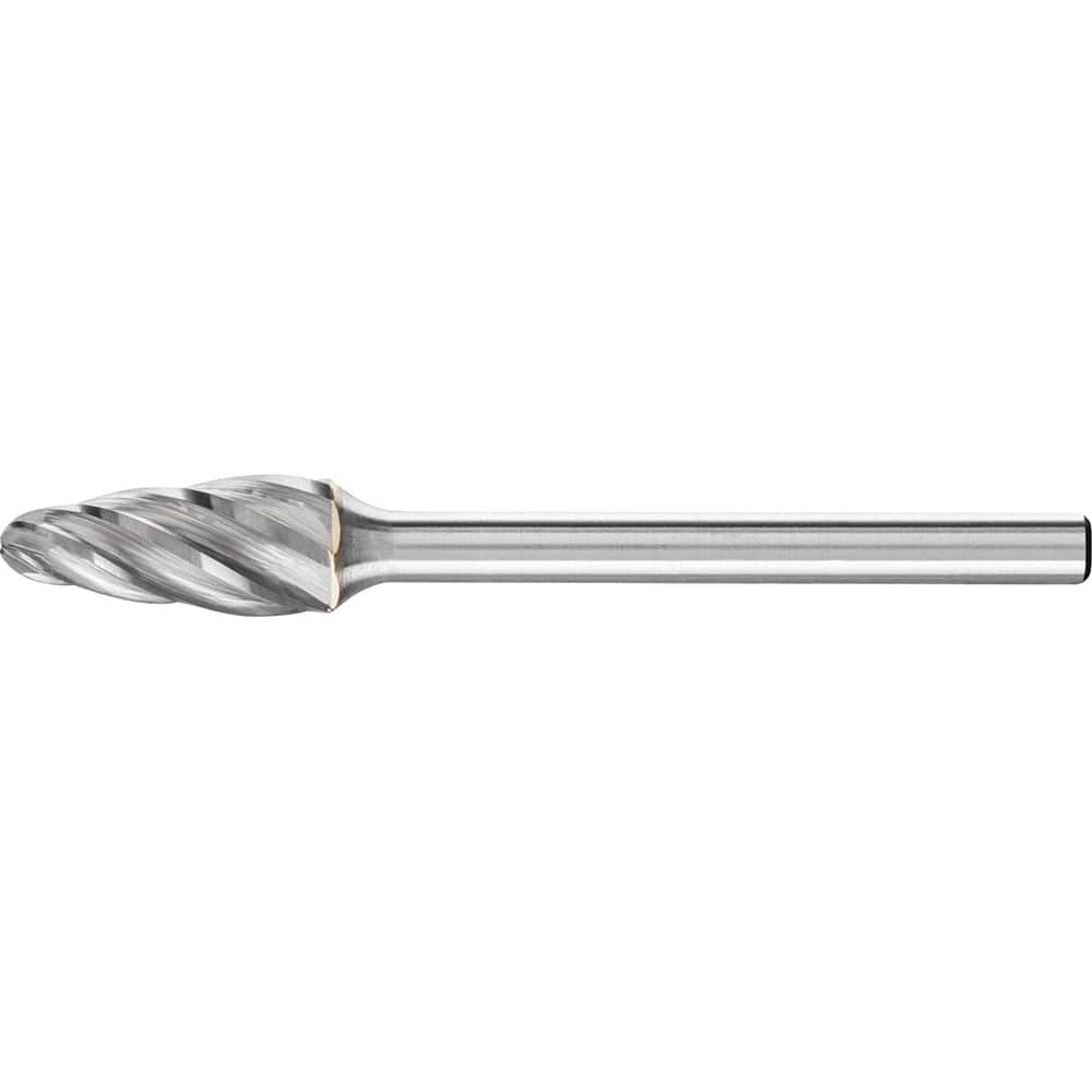 PFERD - SF-51, 1/4" Cut Diam, 1/8" Shank Diam, Carbide Aluma Cut End Cut Tree with Radius End Burr - Exact Tooling