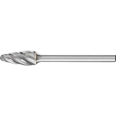 PFERD - SF-51, 1/4" Cut Diam, 1/8" Shank Diam, Carbide Aluma Cut End Cut Tree with Radius End Burr - Exact Tooling