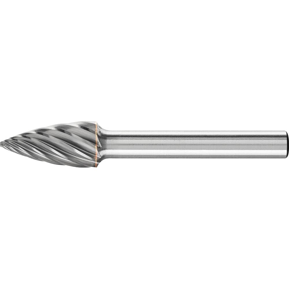 PFERD - SG-3, 3/8" Cut Diam, 1/4" Shank Diam, Carbide Inox Cut Tree with Pointed End Burr - Exact Tooling