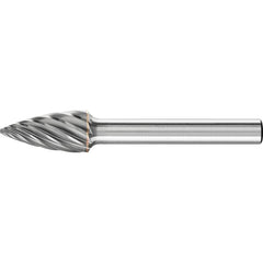 PFERD - SG-3, 3/8" Cut Diam, 1/4" Shank Diam, Carbide Inox Cut Tree with Pointed End Burr - Exact Tooling