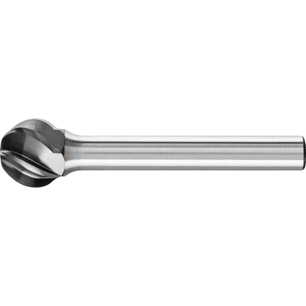 PFERD - SD-5, 1/2" Cut Diam, 1/4" Shank Diam, Carbide Aluma Cut Ball Burr - Exact Tooling