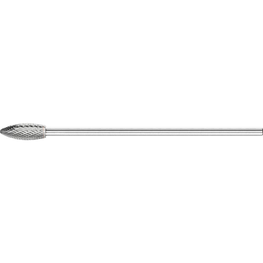 PFERD - SH-5L6, 1/2" Cut Diam, 1/4" Shank Diam, Carbide Diamond Cut Flame Burr - Exact Tooling