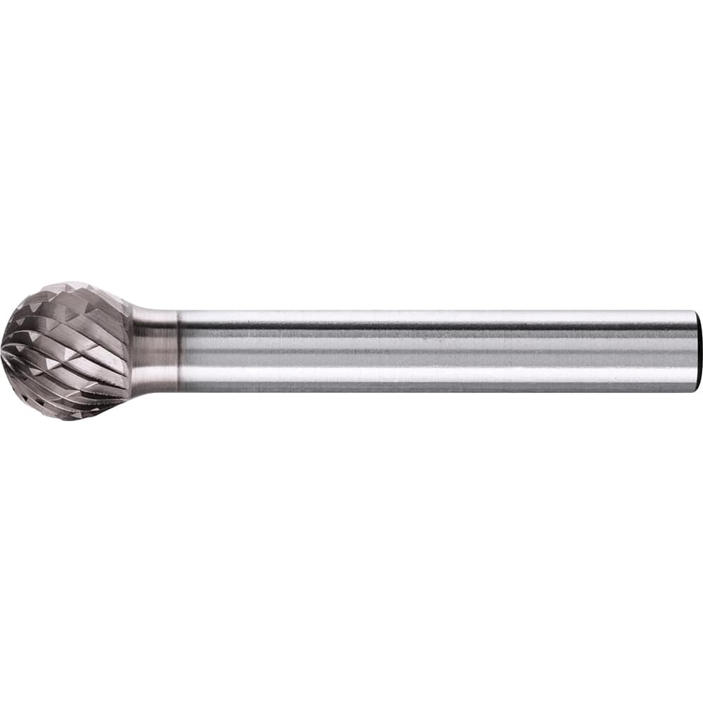 PFERD - SD-3, 3/8" Cut Diam, 1/4" Shank Diam, Carbide Double Cut Ball Burr - Exact Tooling