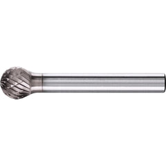 PFERD - SD-3, 3/8" Cut Diam, 1/4" Shank Diam, Carbide Double Cut Ball Burr - Exact Tooling