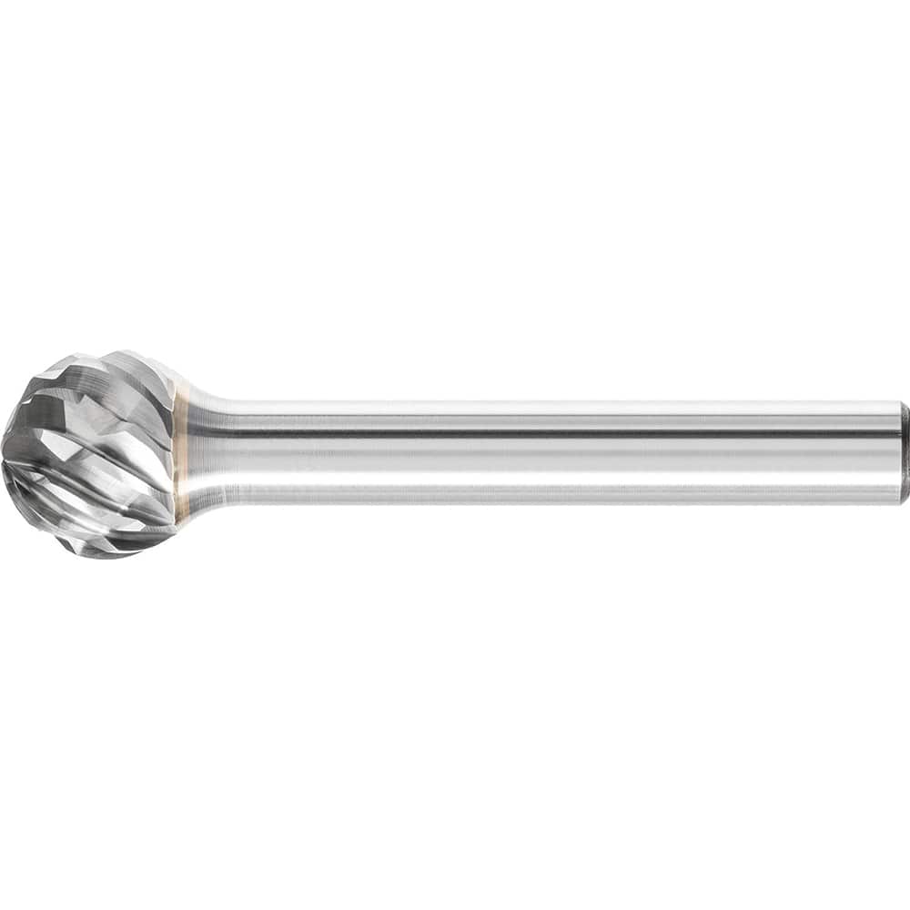 PFERD - SD-5, 1/2" Cut Diam, 1/4" Shank Diam, Carbide Diamond Cut Ball Burr - Exact Tooling