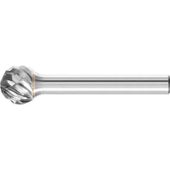PFERD - SD-5, 1/2" Cut Diam, 1/4" Shank Diam, Carbide Diamond Cut Ball Burr - Exact Tooling