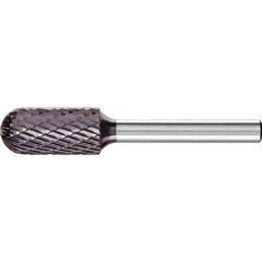 PFERD - SC-5L6, 1/2" Cut Diam, 1/4" Shank Diam, Carbide Double Cut Cylinder with Radius End Burr - Exact Tooling