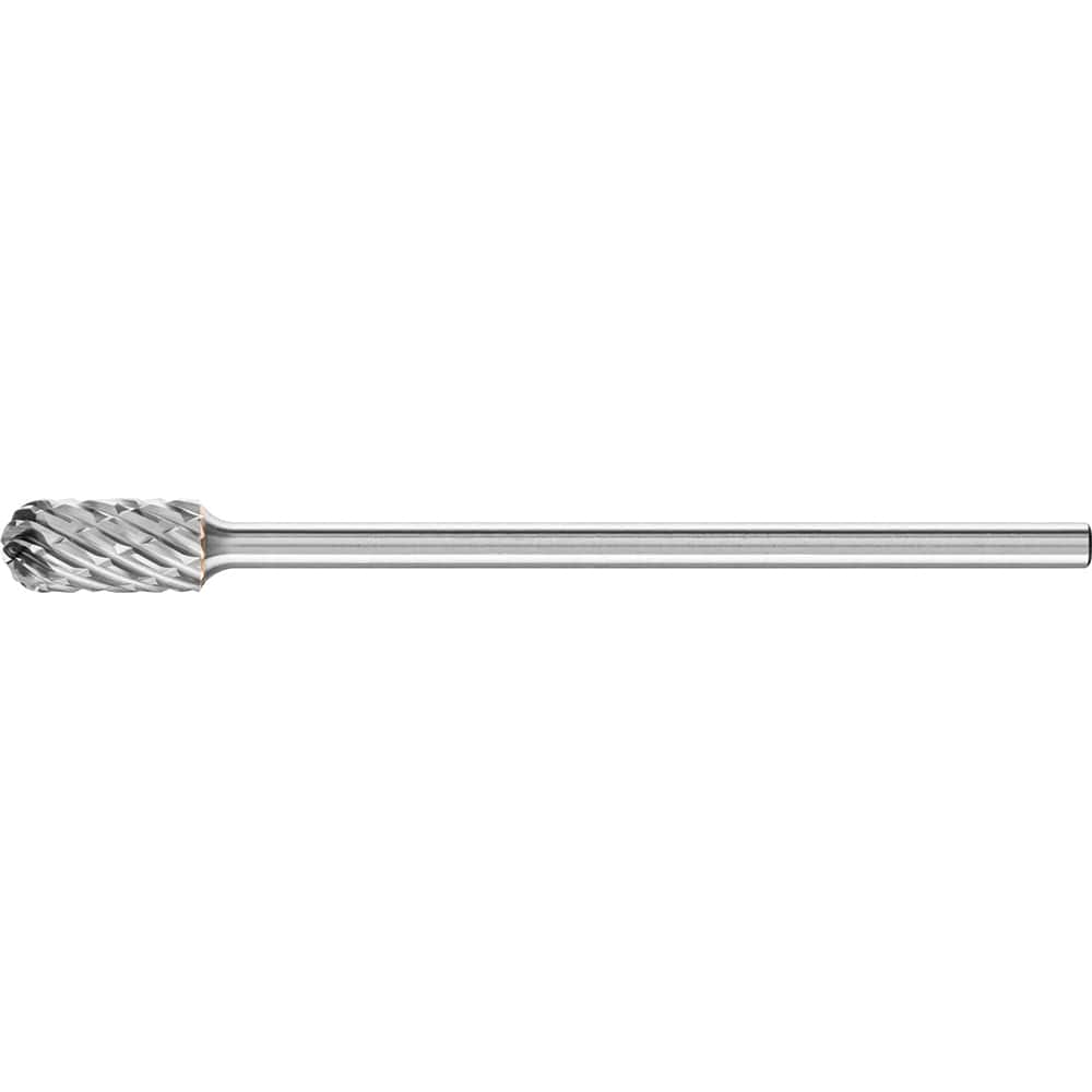 PFERD - SC-5L6, 1/2" Cut Diam, 1/4" Shank Diam, Carbide Steel Cut Diamond Pattern Cylinder with Radius End Burr - Exact Tooling