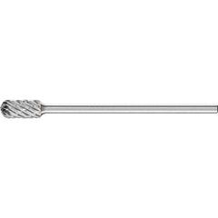 PFERD - SC-5L6, 1/2" Cut Diam, 1/4" Shank Diam, Carbide Steel Cut Diamond Pattern Cylinder with Radius End Burr - Exact Tooling