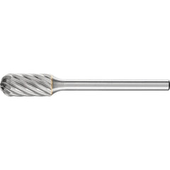 PFERD - SC-51, 1/4" Cut Diam, 1/8" Shank Diam, Carbide Inox Cut End Cut Cylinder with Radius End Burr - Exact Tooling