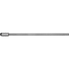 PFERD - SC-3L6, 3/8" Cut Diam, 1/4" Shank Diam, Carbide Double Cut Cylinder with Radius End Burr - Exact Tooling