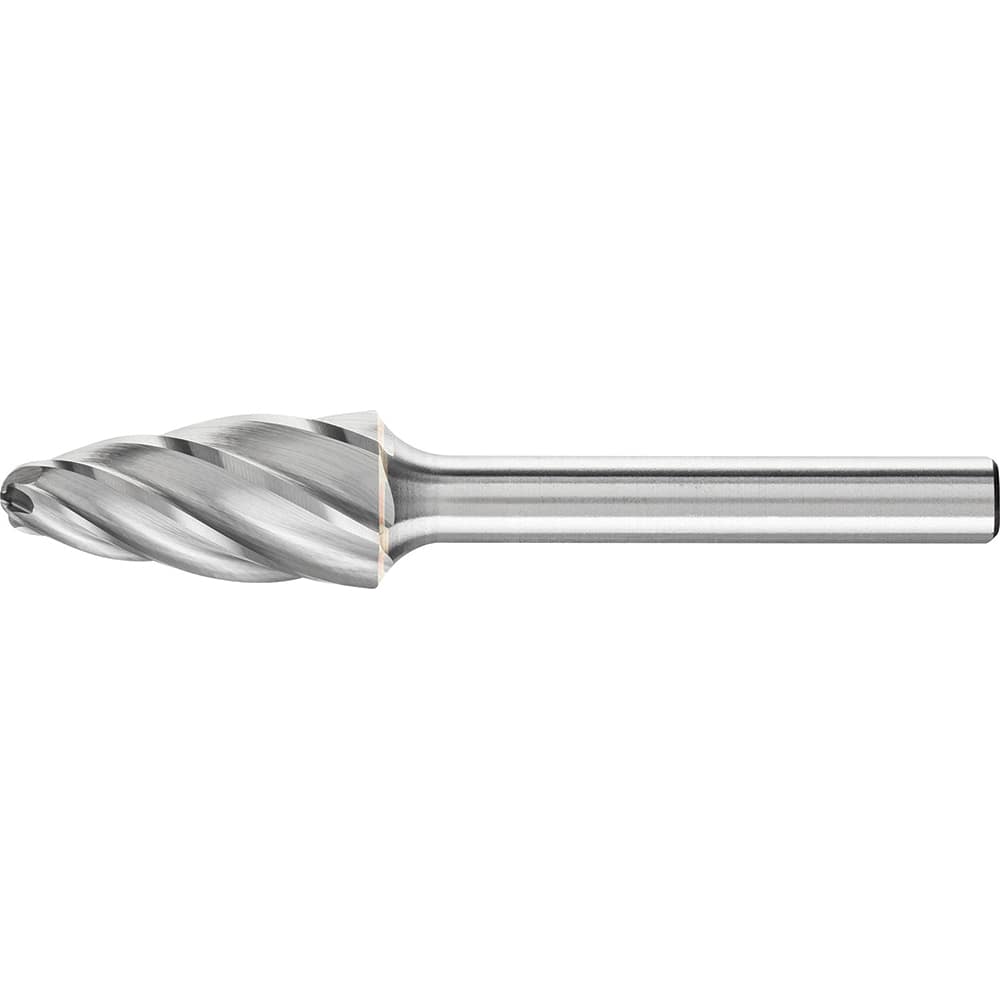 PFERD - SF-5, 1/2" Cut Diam, 1/4" Shank Diam, Carbide End Cut Aluma Cut Tree with Radius End Burr - Exact Tooling