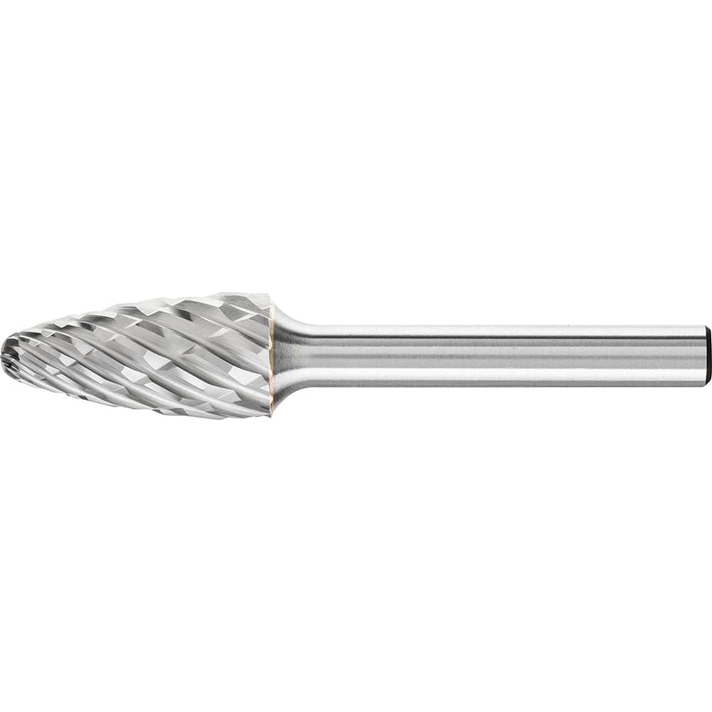 PFERD - SF-5, 1/2" Cut Diam, 1/4" Shank Diam, Carbide End Cut Tree with Radius End Burr - Exact Tooling