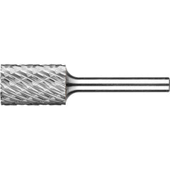 PFERD - SB-6, 5/8" Cut Diam, 1/4" Shank Diam, Carbide End Cut Diamond Cut Cylinder Burr - Exact Tooling