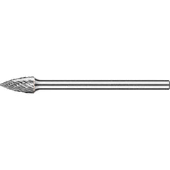 PFERD - SG-3L6, 3/8" Cut Diam, 1/4" Shank Diam, Carbide End Cut Tree with Pointed End Burr - Exact Tooling