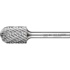 PFERD - SC-6, 5/8" Cut Diam, 1/4" Shank Diam, Carbide End Cut Diamond Pattern Cylinder with Radius End Burr - Exact Tooling