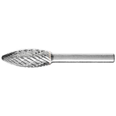 PFERD - SH-5, 1/2" Cut Diam, 1/4" Shank Diam, Carbide Diamond Pattern Flame Burr - Exact Tooling