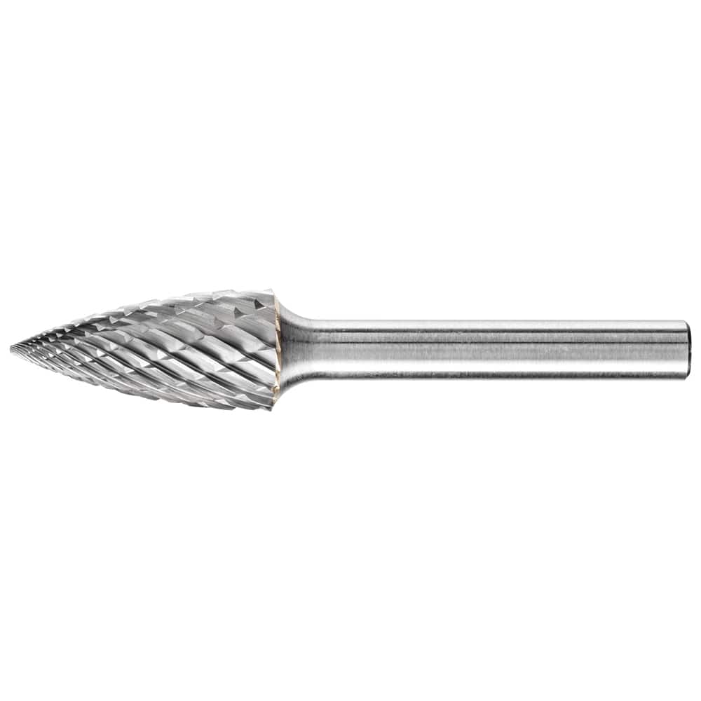 PFERD - SG-5, 1/2" Cut Diam, 1/4" Shank Diam, Carbide End Cut Tree with Pointed End Burr - Exact Tooling