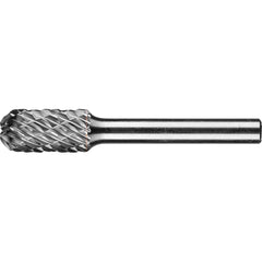 PFERD - SC-3, 3/8" Cut Diam, 1/4" Shank Diam, Carbide End Cut Diamond Pattern Cylinder with Radius End Burr - Exact Tooling