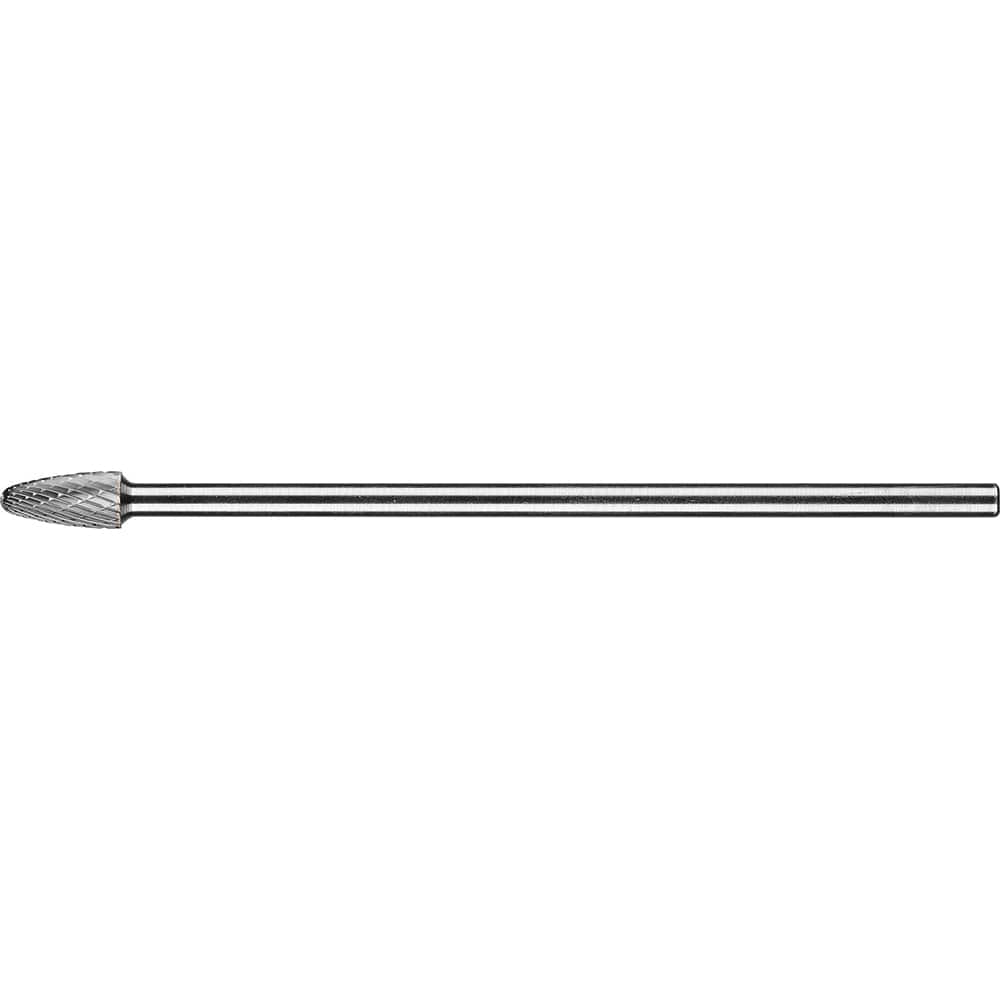PFERD - SF-3L6, 3/8" Cut Diam, 1/4" Shank Diam, Carbide Double Cut Tree with Radius End Burr - Exact Tooling