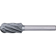 PFERD - SC-5, 1/2" Cut Diam, 1/4" Shank Diam, Carbide End Cut Aluma Cut Cylinder with Radius End Burr - Exact Tooling