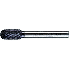 PFERD - SC-3, 3/8" Cut Diam, 1/4" Shank Diam, Carbide Double Cut Cylinder with Radius End Burr - Exact Tooling