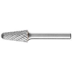 PFERD - SL-4, 1/2" Cut Diam, 1/4" Shank Diam, Carbide Diamond Pattern Tree with Radius End Burr - Exact Tooling