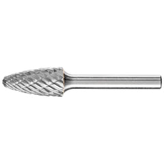 PFERD - SF-5, 1/2" Cut Diam, 1/4" Shank Diam, Carbide End Cut Tree with Radius End Burr - Exact Tooling