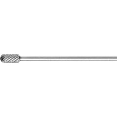 PFERD - SC-5L6, 1/2" Cut Diam, 1/4" Shank Diam, Carbide End Cut Diamond Pattern Cylinder with Radius End Burr - Exact Tooling