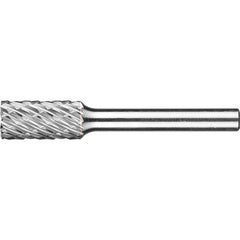 PFERD - SA-3, 3/8" Cut Diam, 1/4" Shank Diam, Carbide No End Cut Diamond Pattern Cylinder Burr - Exact Tooling