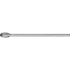 PFERD - SE-5L6, 1/2" Cut Diam, 1/4" Shank Diam, Carbide Diamond Cut Oval Burr - Exact Tooling