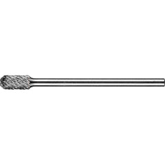 PFERD - SC-3L6, 3/8" Cut Diam, 1/4" Shank Diam, Carbide End Cut Diamond Pattern Cylinder with Radius End Burr - Exact Tooling