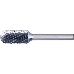 PFERD - SC-5, 1/2" Cut Diam, 1/4" Shank Diam, Carbide Double Cut Cylinder with Radius End Burr - Exact Tooling