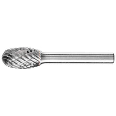 PFERD - SE-5, 1/2" Cut Diam, 1/4" Shank Diam, Carbide Diamond Cut Oval Burr - Exact Tooling