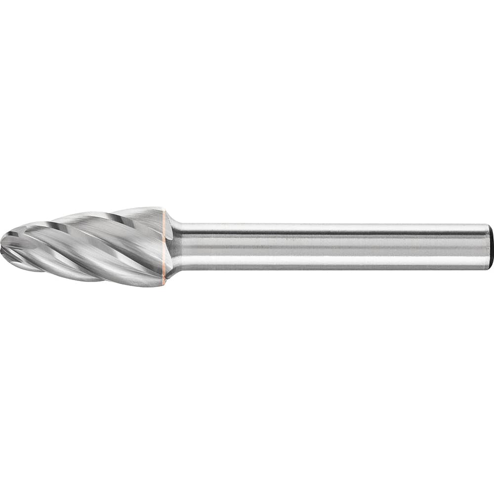 PFERD - SF-3, 3/8" Cut Diam, 1/4" Shank Diam, Carbide End Cut Aluma Cut Tree with Radius End Burr - Exact Tooling