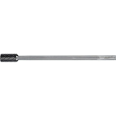 PFERD - SB-5L6, 1/2" Cut Diam, 1/4" Shank Diam, Carbide Double Cut Cylinder with End Cut Burr - Exact Tooling