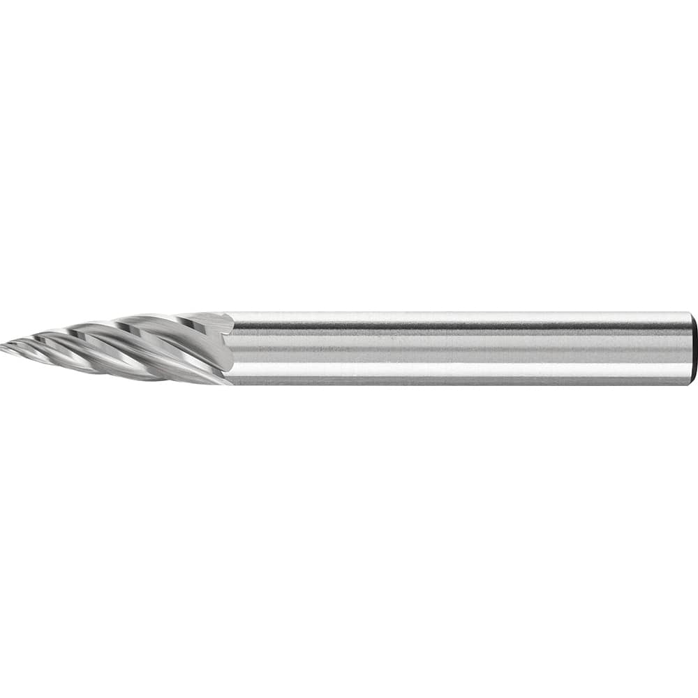 PFERD - SG-1, 1/4" Cut Diam, 1/4" Shank Diam, Carbide Inox Cut Tree with Pointed End Burr - Exact Tooling