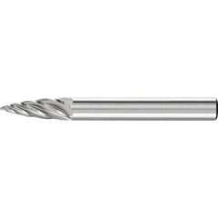 PFERD - SG-1, 1/4" Cut Diam, 1/4" Shank Diam, Carbide Inox Cut Tree with Pointed End Burr - Exact Tooling