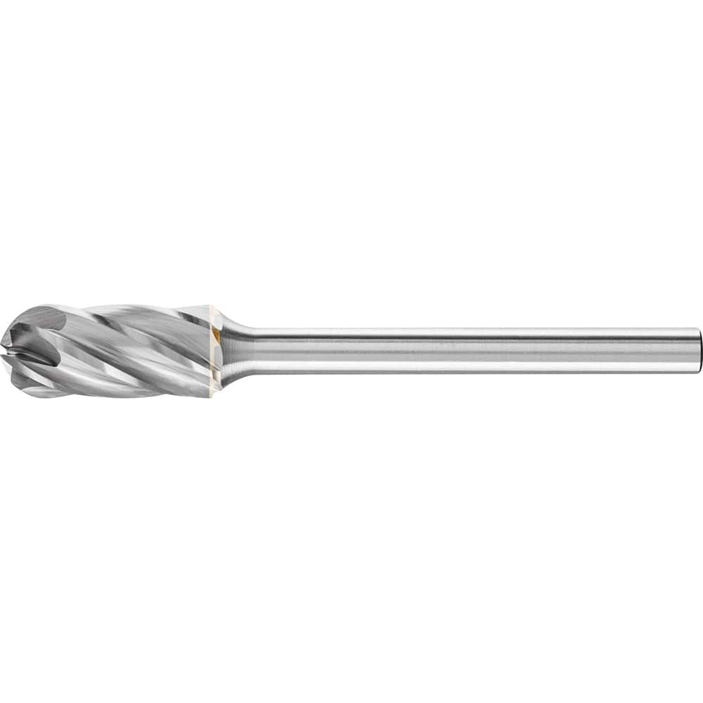 PFERD - SC-51, 1/4" Cut Diam, 1/8" Shank Diam, Carbide End Cut Aluma Cut Cylinder with Radius End Burr - Exact Tooling