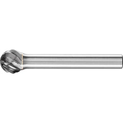 PFERD - SD-3, 3/8" Cut Diam, 1/4" Shank Diam, Carbide Diamond Cut Ball Burr - Exact Tooling