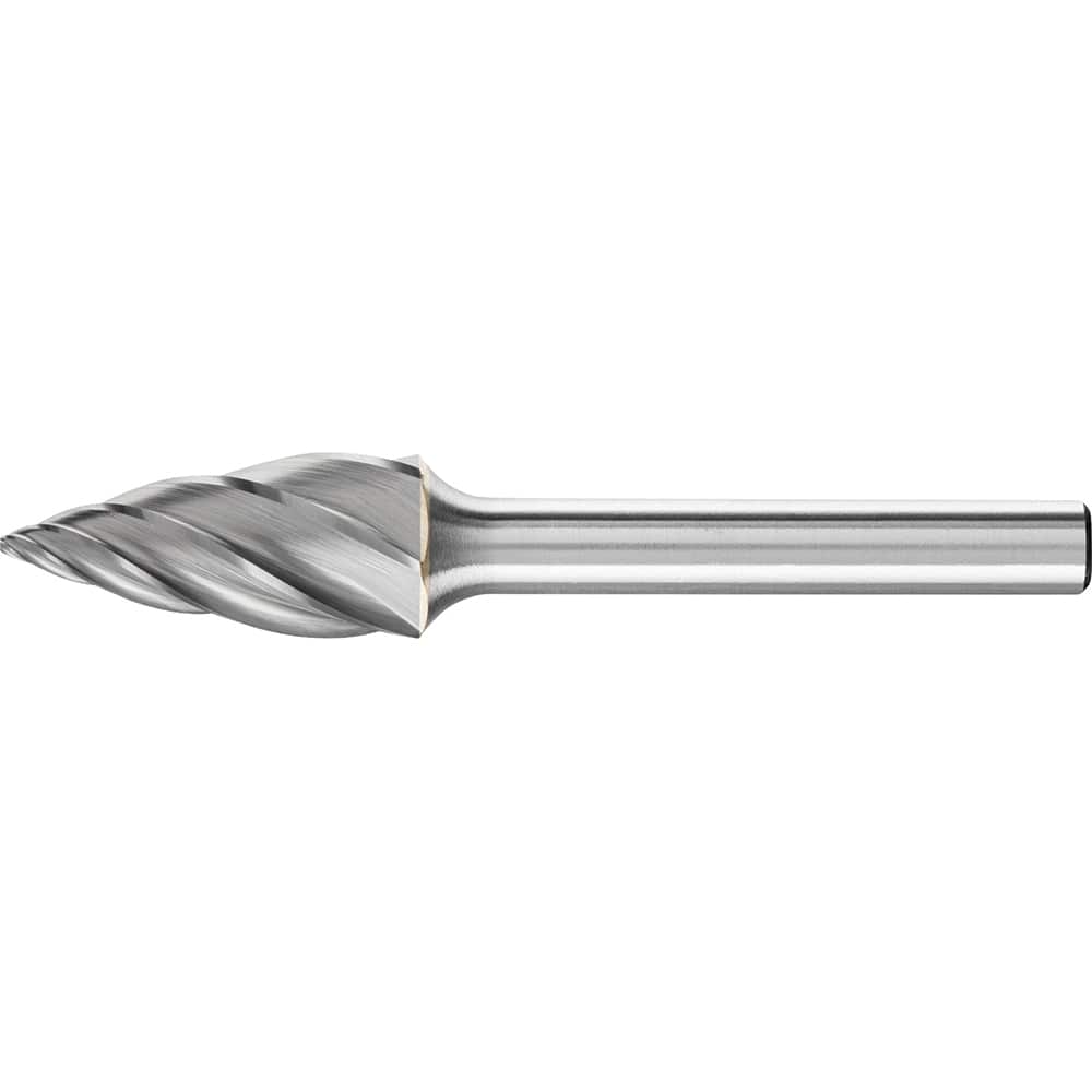 PFERD - SG-5, 1/2" Cut Diam, 1/4" Shank Diam, Carbide End Cut Aluma Cut Tree with Pointed End Burr - Exact Tooling