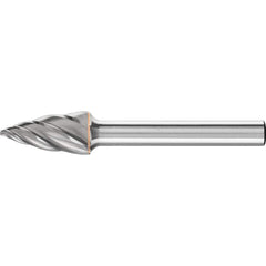 PFERD - SG-3, 3/8" Cut Diam, 1/4" Shank Diam, Carbide End Cut Aluma Cut Tree with Pointed End Burr - Exact Tooling