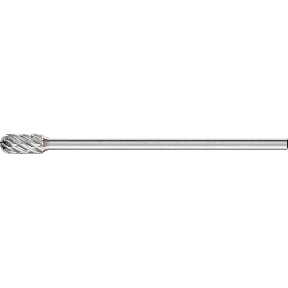 PFERD - SC-3L6, 3/8" Cut Diam, 1/4" Shank Diam, Carbide Steel Cut Diamond Pattern Cylinder with Radius End Burr - Exact Tooling