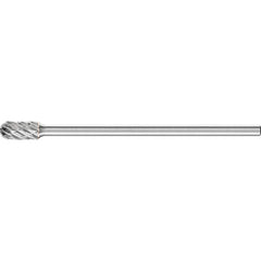 PFERD - SC-3L6, 3/8" Cut Diam, 1/4" Shank Diam, Carbide Steel Cut Diamond Pattern Cylinder with Radius End Burr - Exact Tooling