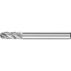 PFERD - SC-1, 1/4" Cut Diam, 1/4" Shank Diam, Carbide End Cut Cylinder with Radius End Burr - Exact Tooling