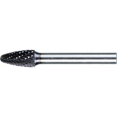 PFERD - SF-3, 3/8" Cut Diam, 1/4" Shank Diam, Carbide Double Cut Tree with Radius End Burr - Exact Tooling