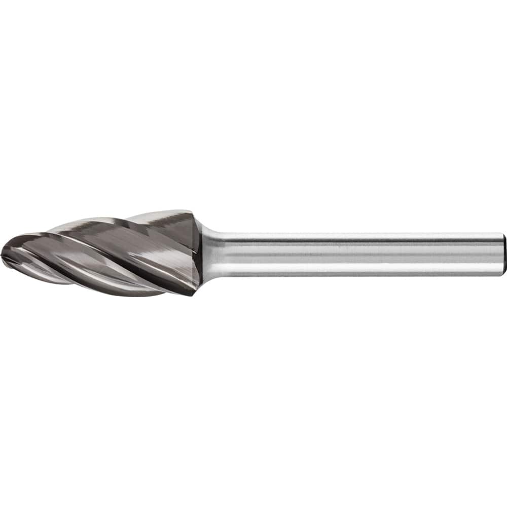 PFERD - SF-5, 1/2" Cut Diam, 1/4" Shank Diam, Carbide End Cut Aluma Cut Tree with Radius End Burr - Exact Tooling