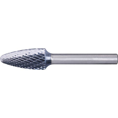 PFERD - SF-5, 1/2" Cut Diam, 1/4" Shank Diam, Carbide Double Cut Tree with Radius End Burr - Exact Tooling
